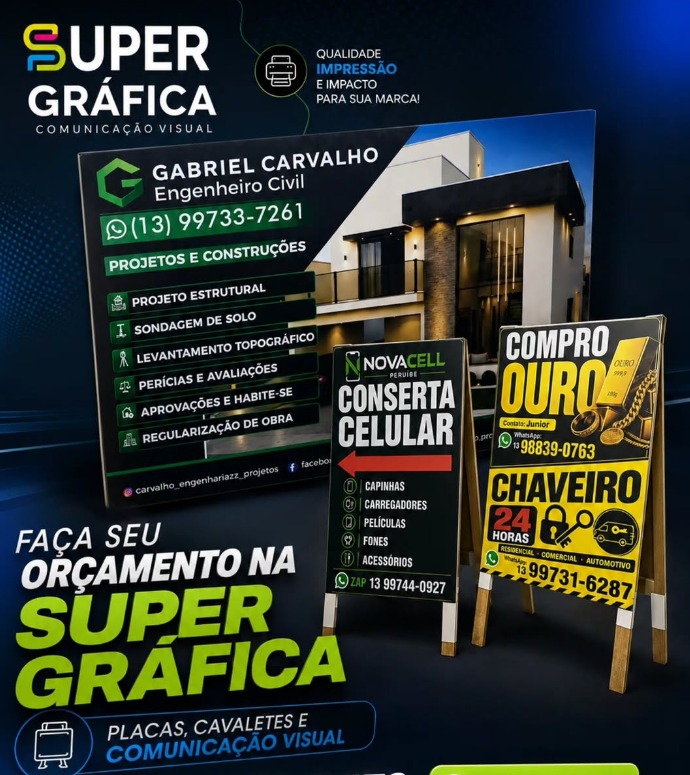 Placas e cavaletes — Comunicação Visual